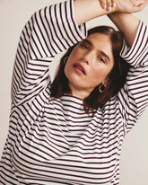Montauk Breton Stripe Bell Sleeve Top - White/Gamay Stripe