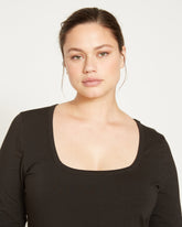 Long Sleeve Square Neck Tee - Black