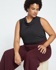 Stephanie Wide Leg Ponte Pants - Black Cherry