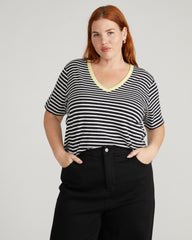 V Rex - Black/White Stripe with Reed Trim