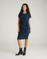 Carrea Relaxed Liquid Jersey Dress - Deep Teal Animal Print