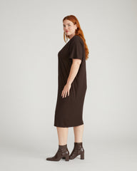Teresa Liquid Jersey V-Neck Dress - Espresso