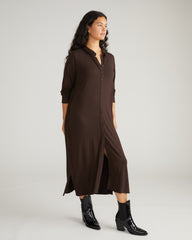 Sally Liquid Jersey Shirt Dress - Espresso