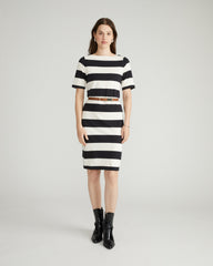Belle Breton Stripe Jersey Dress - Ecru/Black Rugby Stripe