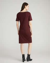 Belle Breton Stripe Jersey Dress - Solid Black Cherry