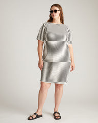 Belle Breton Stripe Jersey Dress - Ecru/Black Stripe
