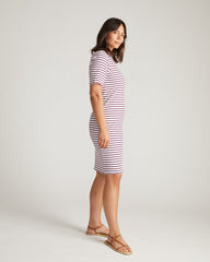 Belle Breton Stripe Jersey Dress - White/Gamay Stripe