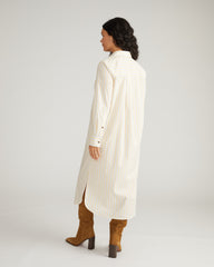 Odeon Stretch Poplin Shirtdress - Yellow Multi Stripe