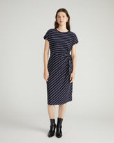 Crescent Breton Stripe Knot Dress - Navy Pinstripe