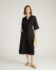 Plaza Linen Shirtdress - Black
