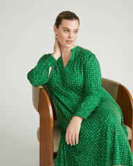 Gramercy Liquid Jersey Dress - Galactic Print in Green