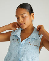 Simone Cotton Eyelet Dress - Light Blue