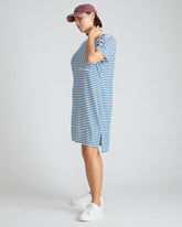 Garcon Tee Dress - Linen White/Glassy Blue Stripe