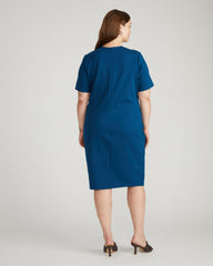 Envelope Neck Ponte Dress - Deep Teal