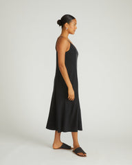 Amber Cooling Cupro Slip Dress - Black