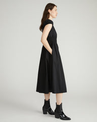 Aurora Stretch Poplin Dress - Black