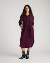 Morgan Belted Stretch Flannel Shirtdress - Gamay