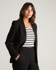 Lennox Collarless Ponte Blazer - Black