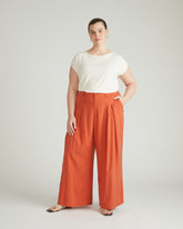 Palais Cooling Cupro Wide Leg Pant - Warm Russet