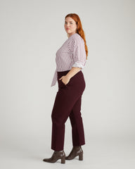 Amaya Ponte Kick Flare Pants - Black Cherry