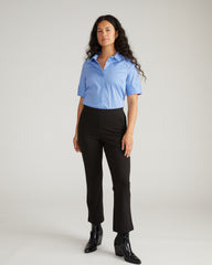 Amaya Ponte Kick Flare Pants - Slate Pinstripe