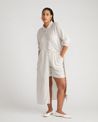 Beach Shorts - White/Beige Stripe