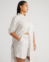 Beach Shorts - White/Beige Stripe