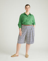 Cooling Stretch Cupro Bermuda Shorts - Navy Hacienda Print
