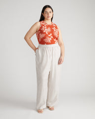Verbena Voile Pants - White/Beige Stripe