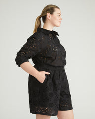 Lulu Cotton Eyelet Shorts - Black