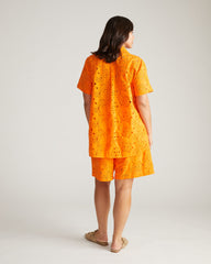 Lulu Cotton Eyelet Shorts - Arancia
