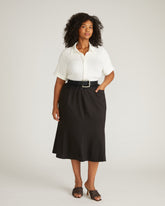 Carla Ponte Skirt - Slate Pinstripe