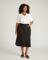 Carla Ponte Skirt - Slate Pinstripe