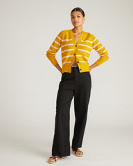 Better-Than-Wool Cardigan - Mustard/Pink Sand Stripe