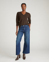 Savvy Fine Knit V Sweater - Espresso