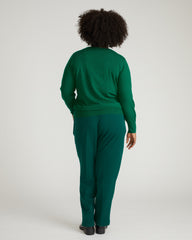 Savvy Fine Knit Crew Sweater - Mineral Green