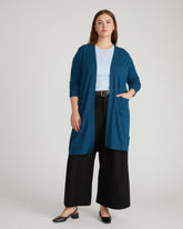 Savvy Double Knit Sweater Cardigan - Deep Teal