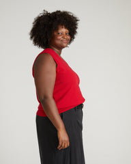 Savvy Fine Knit Cardigan Vest - Carmine