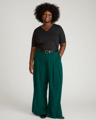 Maia Stovepipe Sleeve V Neck Tee - Black