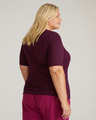 Maia Stovepipe Sleeve V Neck Tee - Gamay