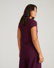 Ashley V Neck Cap Sleeve Tee - Gamay