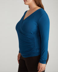 Liquid Jersey Two-Way Long Sleeve Cross Top - Deep Teal