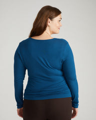 Liquid Jersey Two-Way Long Sleeve Cross Top - Deep Teal