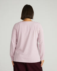 Long Sleeve Square Neck Tee - Pale Mauve