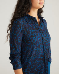 Elbe Liquid Jersey Shirt Classic Fit - Deep Teal Animal Print