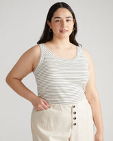 Roitfeld Ribbed Tank - Black Microstripe