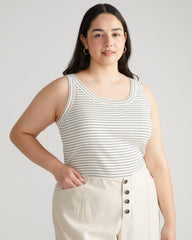 Roitfeld Ribbed Tank - Black Microstripe