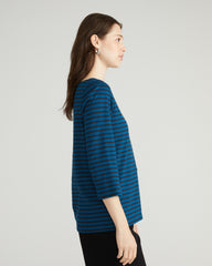 Belle Breton Stripe Jersey Tee - Deep Teal/Black Stripe