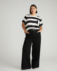 Breton Stripe Garcon Tee - Ecru/Black Rugby Stripe