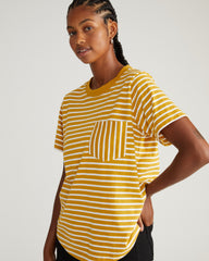 Breton Stripe Garcon Tee - Yellow Ochre/Cream Stripe